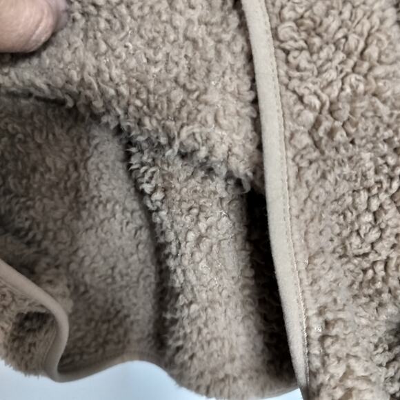 4481) H&M Camel Half Snaps Button Teddy Fleece Jacket Medium - Picture 6 of 8
